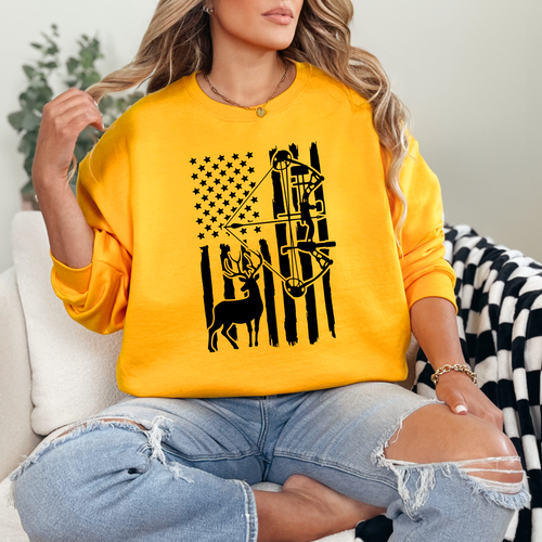 Flag, Bow, Deer Sweatshirt