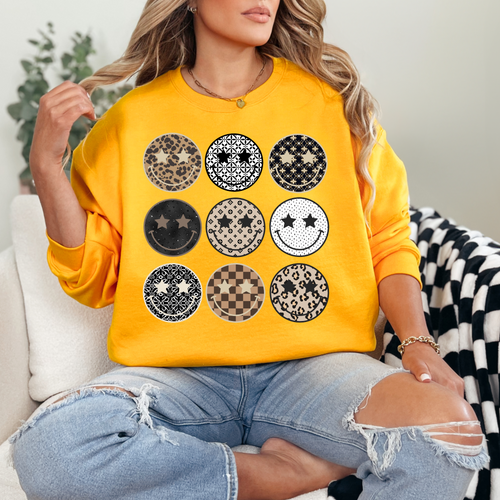 Designer Smiley Faces Sweatshirt